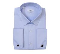 Xact Mens Herringbone Double Cuff Long Sleeved Formal/Dress Shirt - Cufflinks Included (Herringbone - Sky Blue) 20 1/2"