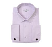 Xact Mens Herringbone Double Cuff Long Sleeved Formal/Dress Shirt - Cufflinks Included (Herringbone - Soft Pink) 16"