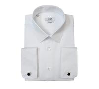 Xact Mens Herringbone Double Cuff Long Sleeved Formal/Dress Shirt - Cufflinks Included (Herringbone - White) 15"