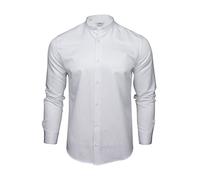 Xact Men's Herringbone Grandad/Band Collar Shirt, Long Sleeved, Regular Fit (White) M