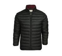 Xact Men's Insulated Funnel Neck Quilted Puffer Jacket, Soft Fleece-Lined Collar, Front Zipped Hand Pockets (Jet Black) L