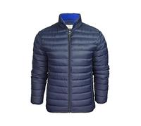 Xact Men's Insulated Funnel Neck Quilted Puffer Jacket, Soft Fleece-Lined Collar, Front Zipped Hand Pockets (Sky Captain Navy) XL