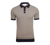 Xact Men's Jacquard Knitted Polo Shirt, 100% Cotton, Short Sleeved, Regular Fit - Evening Dusk - XL