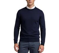 Xact Mens Jumper 100% Cotton Crew Neck - Lightweight 12 Gauge Knit Jumper for Men UK, Smart Casual Work & Office Sweater (Dark Navy) M