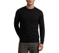 Xact Men's Classic Fine Knit 100% Cotton Crew Neck Jumper, Smart Casual Sweater for Everyday Wear (Black) XL