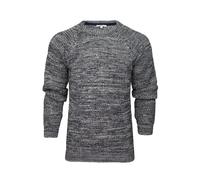 Xact Mens Jumper Fashion Chunky Fisherman Fleck Knit Long Sleeve (Navy) L