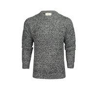 Xact Mens Jumper Fashion Chunky Fisherman Fleck Knit, Crew Neck, Raglan Sleeve (Navy) S