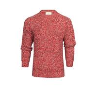 Xact Mens Jumper Fashion Chunky Fisherman Fleck Knit, Crew Neck, Raglan Sleeve (Red) XL