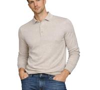 Xact Mens Knitted Long Sleeved Knitted Polo Shirt, 100% Cotton (Light Grey Marl) XL