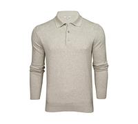 Xact Mens Knitted Long Sleeved Knitted Polo Shirt, 100% Cotton (Light Grey Marl) XXL