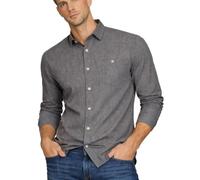 Xact Men's Long Sleeve Linen Cotton Shirt - Regular Fit, Point Collar, Smart Casual Lightweight Shirt with Chest Pocket - Summer, Holiday, BBQ, Beach, Breathable (Black Wash) XL