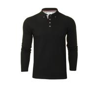 Xact Men's Long-Sleeved Polo T-Shirt, 100% Cotton Pique, Slim Fit (Jet Black) S