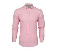 Xact Men's Long Sleeved Linen Shirt, Regular Fit, Standard Collar, Chest Pocket (Pink) M