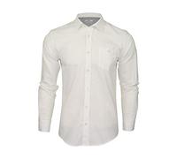 Xact Men's Long Sleeved Linen Shirt, Regular Fit, Standard Collar, Chest Pocket (White) M