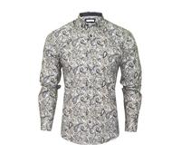 Xact Mens Long Sleeved Paisley Shirt - Slim Fit (Blue Brown) XXL
