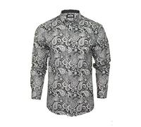 Xact Mens Long Sleeved Paisley Shirt - Slim Fit (Grey/Grey) XL