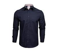 Xact Men's Long Sleeved Plain Poplin Shirt, Regular Fit (Navy Blue) XXL