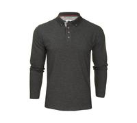 Xact Men's Long-Sleeved Polo T-Shirt, 100% Cotton Pique, Slim Fit (Charcoal) XXXL