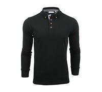 Xact Men's Long-Sleeved Polo T-Shirt, 100% Cotton Pique, Slim Fit (Black) S