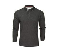 Xact Men's Long-Sleeved Polo T-Shirt, 100% Cotton Pique, Slim Fit (Charcoal) XXXL