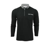 Xact Mens Long-Sleeved Polo T-Shirt, 100% Cotton Pique, Slim Fit, Contrast