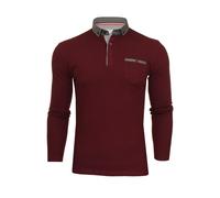 Xact Mens Long-Sleeved Polo T-Shirt, 100% Cotton Pique, Slim Fit, Contrast