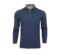 Xact Men's Long-Sleeved Polo T-Shirt, 100% Cotton Pique, Slim Fit, Contrast Button-Down Collar (Vintage Blue) XL