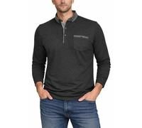 Xact Men's Long-Sleeved Polo T-Shirt, 100% Cotton Pique, Slim Fit, Contrast Button-Down Collar (Charcoal) S