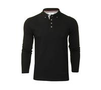Xact Men's Long-Sleeved Polo T-Shirt, 100% Cotton Pique, Slim Fit (Jet Black) XXL