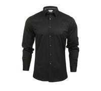 Xact Men's Dress Shirt, Stretch Poplin, Long Sleeve Slim Fit Button-Up, Plain Smart Casual Business Formal Shirt, Point Collar