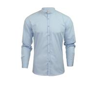 Xact Mens Mock Neck Poplin Shirt Slim Fit Long Sleeve Grandad Nehru Collar
