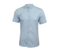 Xact Mens Grandad Nehru Collar Plain Poplin Shirt, Short Sleeved, Slim Fit (Sky Blue) XXL