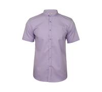 Xact Mens Grandad Nehru Collar Plain Poplin Shirt, Short Sleeved, Slim Fit (Lilac) L