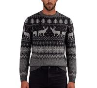 Xact Men's Nordic Fair Isle 'Reindeer' Xmas/Christmas Jumper | Nordic Fair Isle Design | Reindeer, Trees & Snowflakes | Crew Neck | Regular Fit | Warm Acrylic Knit