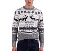 Xact Men's Nordic Fair Isle 'Reindeer' Xmas/Christmas Jumper | Nordic Fair Isle Design | Reindeer, Trees & Snowflakes | Crew Neck | Regular Fit | Warm Acrylic Knit