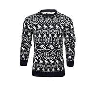 Xact Men's Nordic Fair Isle 'Reindeer' Xmas/Christmas Jumper | Nordic Fair Isle Design | Reindeer, Trees & Snowflakes | Crew Neck | Regular Fit | Warm Acrylic Knit