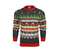 Xact Men's Nordic Fair Isle 'Reindeer' Xmas/Christmas Jumper | Nordic Fair Isle Design | Reindeer, Trees & Snowflakes | Crew Neck | Regular Fit | Warm Acrylic Knit