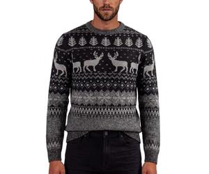Xact Men's Nordic Fair Isle 'Reindeer' Xmas/Christmas Jumper | Nordic Fair Isle Design | Reindeer, Trees & Snowflakes | Crew Neck | Regular Fit | Warm Acrylic Knit