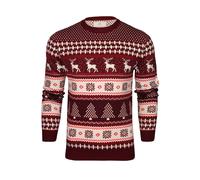 Xact Men's Nordic Fairisle Crew Neck Christmas Jumper (Fairisle - Claret) XL