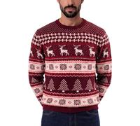 Xact Men's Nordic Fairisle Crew Neck Christmas Jumper | Nordic Fair Isle reindeer & Snowflake design, Warm 7 gauge jacquard knit, Ribbed cuffs & hem, Machine washable