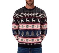 Xact Men's Nordic Fairisle Crew Neck Christmas Jumper (Fairisle - Ink) M