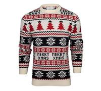 Xact Men's Nordic Fairisle Crew Neck Christmas Jumper (Xmas Trees - Christmas Red) XXL