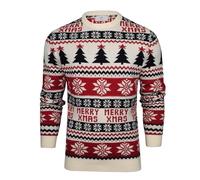 Xact Men's Nordic Fairisle Crew Neck Christmas Jumper (Xmas Trees - Ink) L
