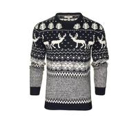 Xact Men's Nordic 'Reindeer' Xmas/Christmas Jumper (Navy) S