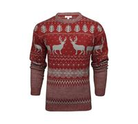 Xact Men's Nordic 'Reindeer' Xmas/Christmas Jumper (Burgundy/Grey) XXL