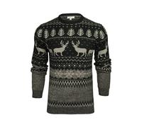 Xact Men's Nordic 'Reindeer' Xmas/Christmas Jumper (Black/Grey) M