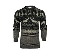 Xact Men's Nordic 'Reindeer' Xmas/Christmas Jumper (Black/Grey) XXXL