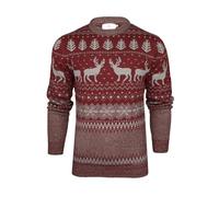 Xact Men's Nordic 'Reindeer' Xmas/Christmas Jumper (Burgundy/Grey) XXXL