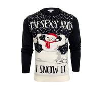 Xact Mens Christmas/Xmas Jumper - Sexy Snowman (Navy) S
