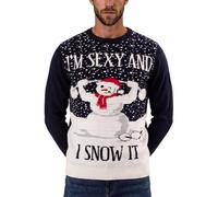 Xact Men's Novelty Funny Christmas Jumper, Sexy & I Snow It Slogan, Crew Neck